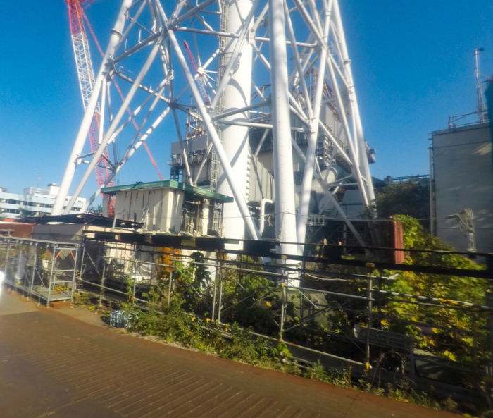 The lower part of the Unit 1/2 exhaust stack