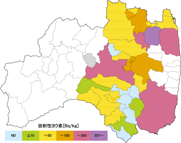 事故直後(2011.3.21)放射性ヨウ素の検出状況