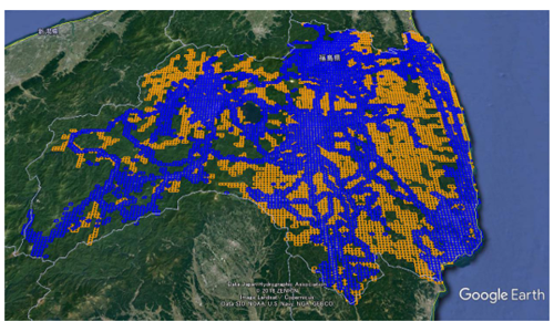 路線バス等による測定対象地域